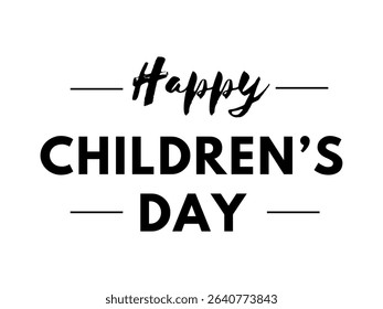 Playful and colorful "Happy Children’s Day" typography design. Perfect for kids’ events, greeting cards, posters, and social media. Fun, vibrant, and cheerful for celebrating children.