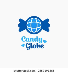 A playful and colorful logo merging a candy swirl with a globe shape, blending sweetness and worldwide reach into a fun and memorable icon. The vibrant multicolor flat vector style creates instant visual delight. Perfect for confectionery brands, global snack companies, candy retail chains, children's food products, and sweet lifestyle startups.