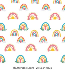 Playful colorful rainbow seamless pattern for kids and nursery decor