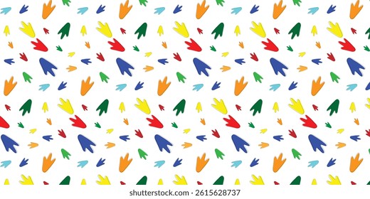 playful and colorful scatter seamless pattern with penguin footprints for wrapping, textile, wallpaper and other. animal footprints background for kids.
