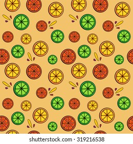 playful colorful seamless pattern of citrus fruit, vector illustration