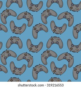 playful colorful seamless pattern of game controllers, vector illustration