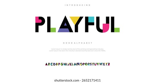 Fontes coloridas modernas e abstratas. Tecnologia de tipografia, eletrônico, filme, digital, música, futuro, logotipo fonte criativa. ilustração vetorial