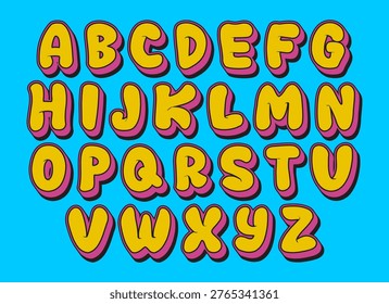 Playful Comic Style Alphabet Letters A–Z with Shadow Effect