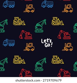 Playful Construction Vehicles Seamless Pattern for Kids