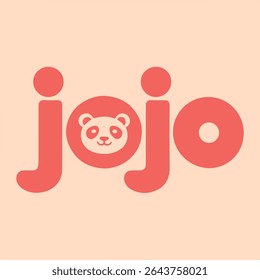 Playful Coral Red Jojo Logo with Cartoon Panda Design
