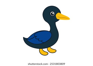 Playful cormorant cartoon-style vector illustration. Perfect for adding fun and creativity to wildlife, marine, or nature-themed projects, digital art, or prints