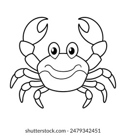 Playful Crab with Bold Outlines for Kids