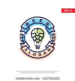 playful craft beer logo. with uniqe hops to be the main symbol. modern icon, template design