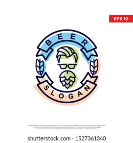 playful craft beer logo. with uniqe hops to be the main symbol. modern icon, template design