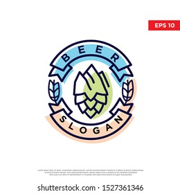 playful craft beer logo. with uniqe hops to be the main symbol. modern icon, template design