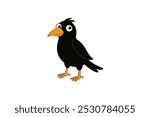 A playful and creative crow illustration in cartoon style. This vector art is perfect for designs, animations, or decorative use in various digital and printed projects