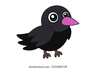 A playful and creative crow illustration in cartoon style. This vector art is perfect for designs, animations, or decorative use in various digital and printed projects