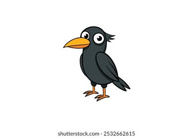 A playful and creative crow illustration in cartoon style. This vector art is perfect for designs, animations, or decorative use in various digital and printed projects