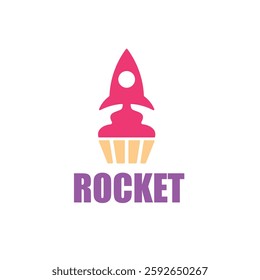 A playful and creative rocket ice cream company vector illustration logo design, blending space exploration and sweet treats. Perfect for ice cream shops or brands, this logo combines fun.