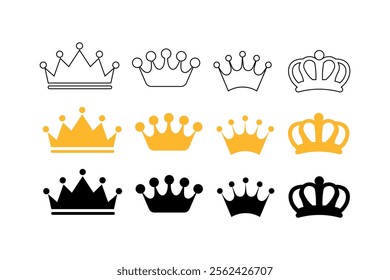 Playful crown vector illustration sets for children's books, golden crown, crown collection, luxury, elegant, premium, majestic, decorative, crownlike, imagery, ornate, prestigious, affinity, beauty