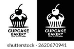 Playful cupcake and cherry logo perfect for bakeries and dessert shops eye-catching branding for sweet indulgence and gourmet treats