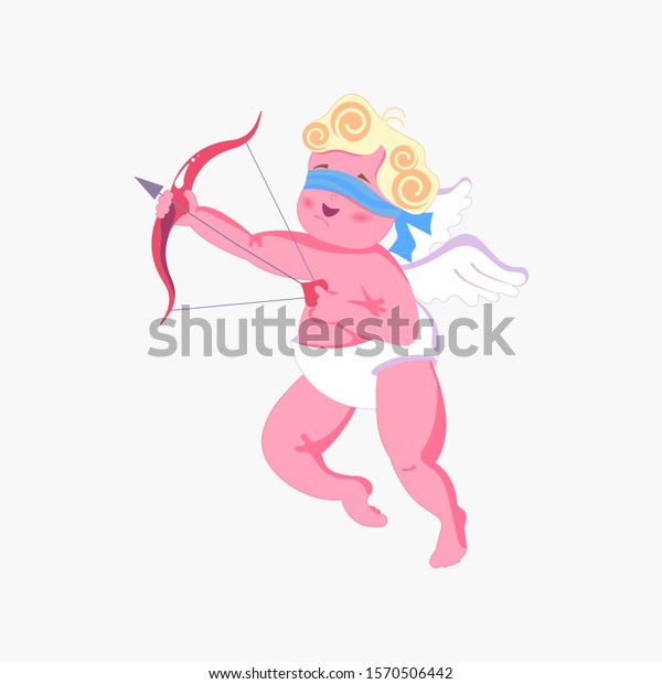 Playful Cupidto Aim Arrow Archery Valentines Stock Vector Royalty Free 1570506442