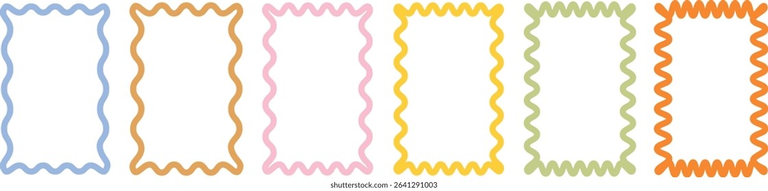 Playful Curved Rectangle Frames in Multicolor Styles for Creative Layouts, Poster Borders, Digital Crafts, Labels, and Graphic Projects