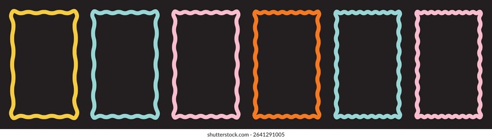 Playful Curved Rectangle Frames in Multicolor Styles for Creative Layouts, Poster Borders, Digital Crafts, Labels, and Graphic Projects