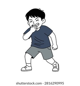 Playful cute boy giggling