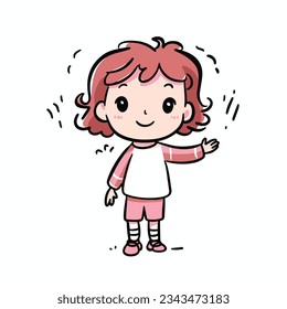 Playful cute cartoon little girl logo, smiling little girl saying hello Avatar logo, half body cartoon character