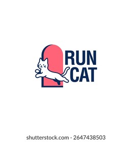 brincalhão bonito gato logotipo desenho animado. divertido gato saltando Desenho Animado Vetor Ícone Ilustração