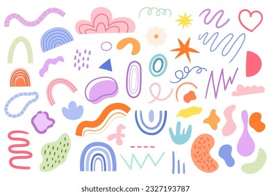 Playful Cute Childish Drawing, Set of Scribbles and Scrawls Captures The Essence Of Innocence And Joy. Colorful And Charming Pothooks for Baby Design Or Decor. Cartoon Vector Illustration