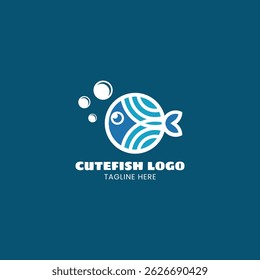 Diseño lindo juguetón del logotipo del pez