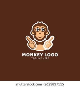 Playful cute monkey face logo design
