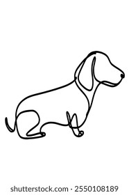 Playful dachshund dog line art	