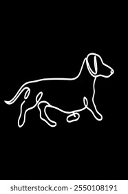 Playful dachshund dog line art	