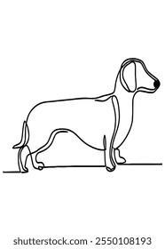 Playful dachshund dog line art	