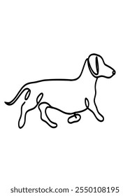 Playful dachshund dog line art	