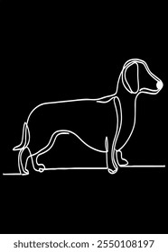 Playful dachshund dog line art	