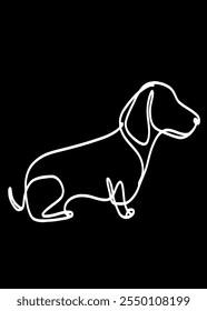 Playful dachshund dog line art	