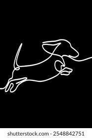 Playful dachshund dog one line art	