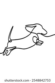 Playful dachshund dog one line art	