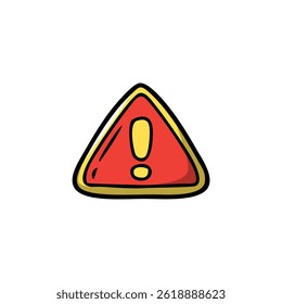 Playful Danger Symbol with Outline. A cute and simple cartoon illustration of a warning sign.