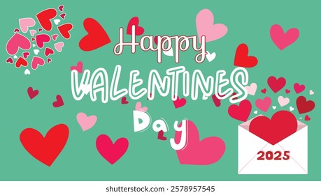 Playful Valentine’s Day Illustration: Envelope with Floating Hearts