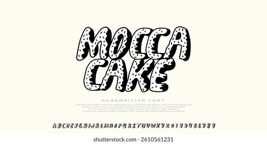 Playful decorative style font design, childish alphabet Uppercase,letters and numbers vector illustration