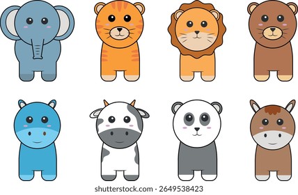 A playful and detailed vector design showcasing various mammals, ideal for educational, wildlife, or creative content.
