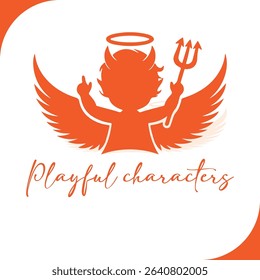Playful and devil hybrid character. Cute good vs. evil concept. Vector illustration.