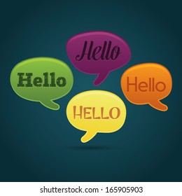 Playful dialog bubbles with hello text, communication and diversity concept