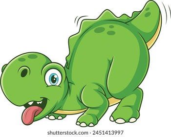 Playful dinosaur dog wagging tail vector illustration