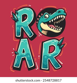 Playful Dinosaur Head with ROAR Text Design.