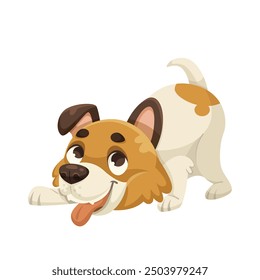 Playful dog cartoon character on white background. Vector illustration