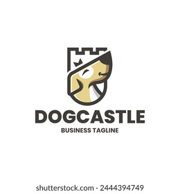 playful dog castle logo vector