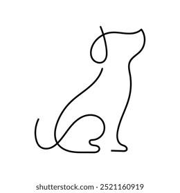 Playful dog in continuous line art drawing