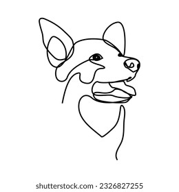 playful dog in continuous line drawing style single on white background vector illustration
